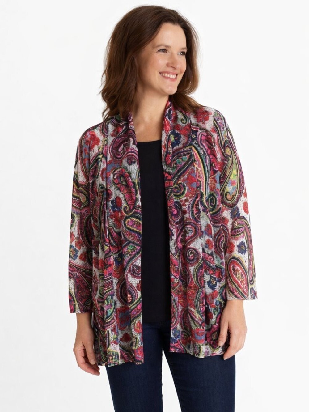 Ali Miles Vibrant Paisley Boho Kimono • One Size • EUC